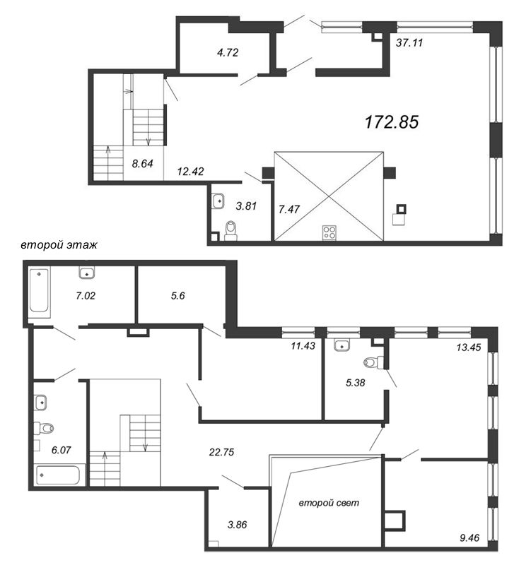 Продажа 3-комнатной (Евро) квартиры 177 м2, 1/5 этаж, ЖК «Маленькая Франция» - план-схема