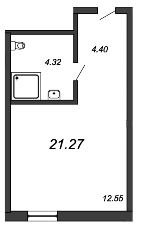 Продажа квартиры-студии 22.7 м2, 14/14 этаж, ЖК «Vertical We&I» - план-схема