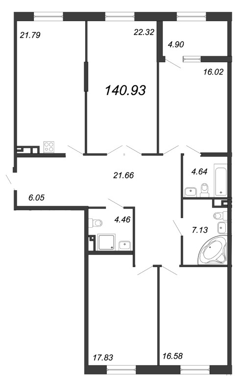 Продажа 4-комнатной квартиры 142.6 м2, 5/9 этаж, ЖК «Петровская Доминанта» - план-схема