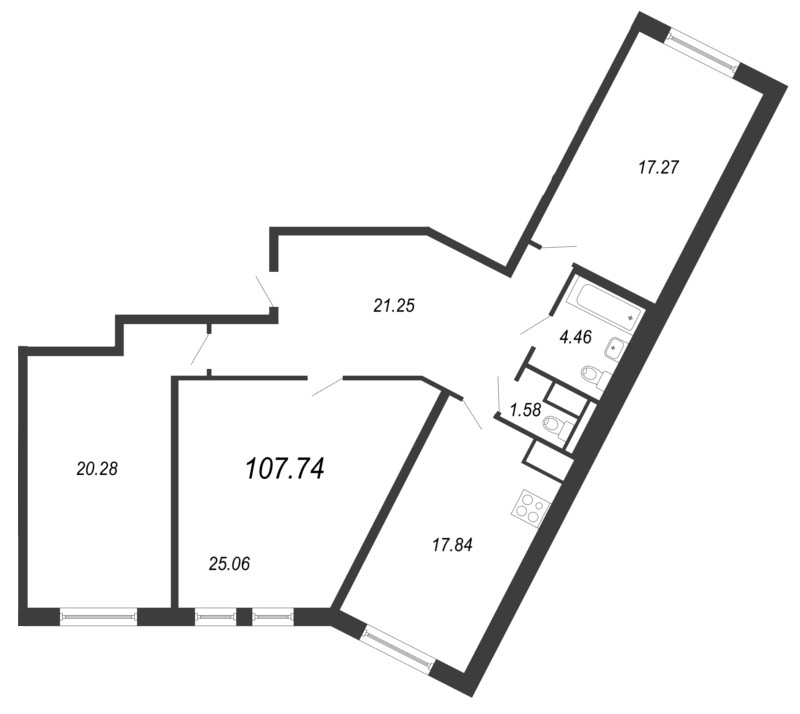 Продажа 4-комнатной (Евро) квартиры 108.3 м2, 2/10 этаж в ЖК «Палацио» - план-схема