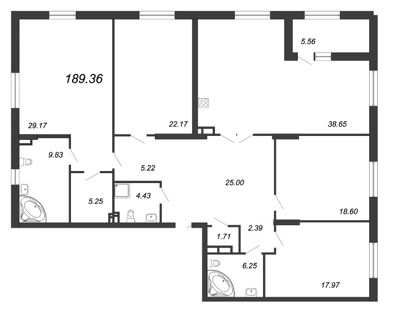 Продажа 4-комнатной квартиры 192 м2, 6/7 этаж, ЖК «Петровская Доминанта» - план-схема