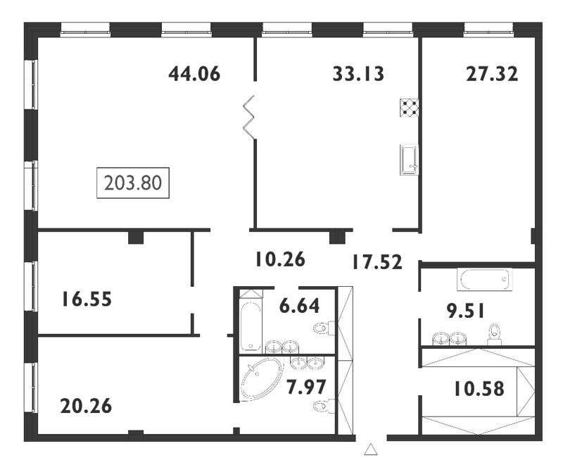 Продажа 4-комнатной квартиры 204 м2, 1/8 этаж, ЖК «Neva Haus» - план-схема