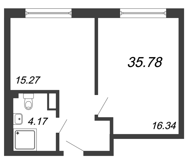 Продажа 1-комнатной квартиры 35.78 м2, 5/10 этаж, ЖК «In2it» - план-схема