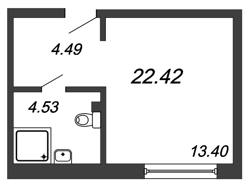 Продажа квартиры-студии 22.42 м2, 3/14 этаж, ЖК «In2it» - план-схема
