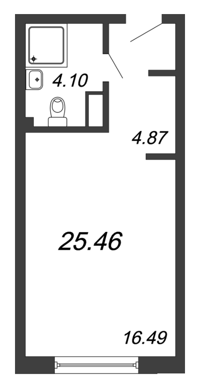 Продажа квартиры-студии 25.46 м2, 6/14 этаж, ЖК «In2it» - план-схема
