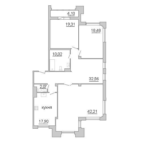 Продажа 3-комнатной квартиры 146.4 м2, 2/0 этаж в ЖК «Граф Орлов» - план-схема