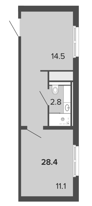Продажа 1-комнатной квартиры 28.2 м2, 2/13 этаж, ЖК «ARTSTUDIO Moskovsky» - план-схема