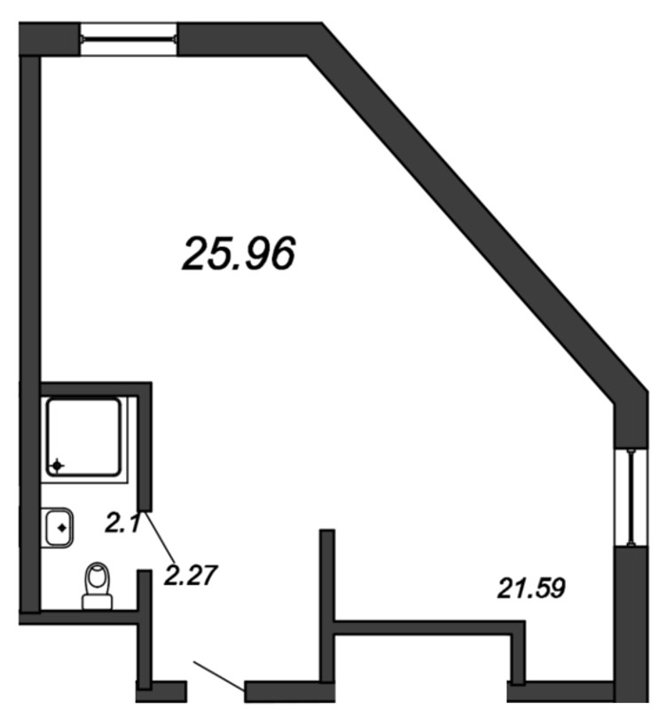 Продажа квартиры-студии 26.1 м2, 8/14 этаж, ЖК «Vertical We&I» - план-схема