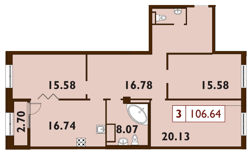 Продажа 3-комнатной квартиры 106.2 м2, 9/9 этаж, ЖК «Neva Haus» - план-схема