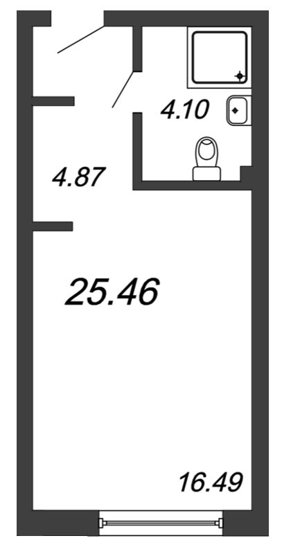 Продажа квартиры-студии 25.46 м2, 14/14 этаж, ЖК «In2it» - план-схема