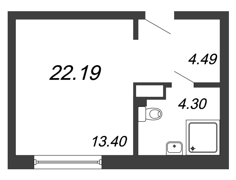 Продажа квартиры-студии 22.19 м2, 12/12 этаж, ЖК «In2it» - план-схема