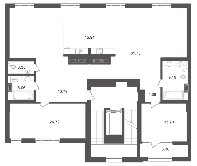 Продажа 3-комнатной (Евро) квартиры 180.8 м2, 7/7 этаж, ЖК «Приоритет» - план-схема