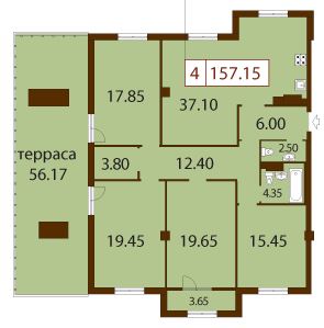Продажа 4-комнатной квартиры 157 м2, 6/7 этаж, ЖК «Русский дом» - план-схема