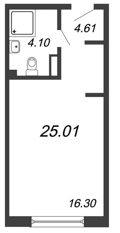 Продажа квартиры-студии 25.01 м2, 8/14 этаж, ЖК «In2it» - план-схема