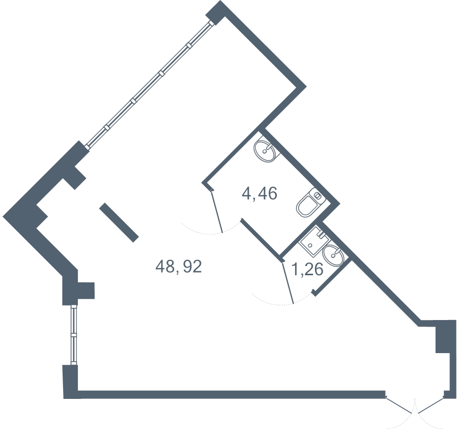 Продажа помещения 48.8 м2, 2/22 этаж, ЖК «Европейский Парк» - план-схема