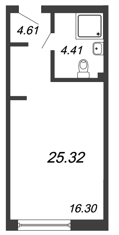 Продажа квартиры-студии 25.32 м2, 3/7 этаж, ЖК «In2it» - план-схема
