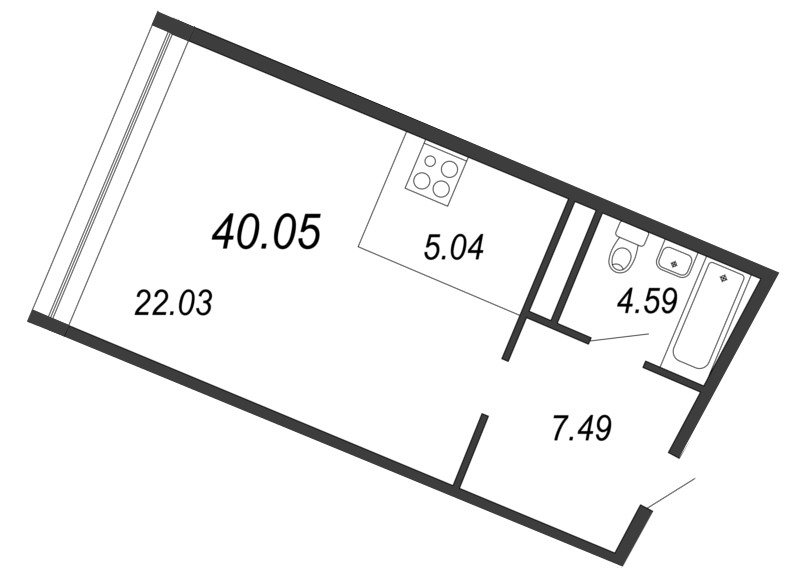 Продажа квартиры-студии 40.5 м2, 10/11 этаж, ЖК «Next» - план-схема