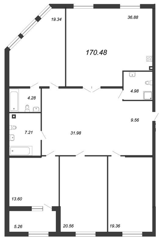 Продажа 4-комнатной квартиры 172.7 м2, 6/9 этаж, ЖК «Петровская Доминанта» - план-схема