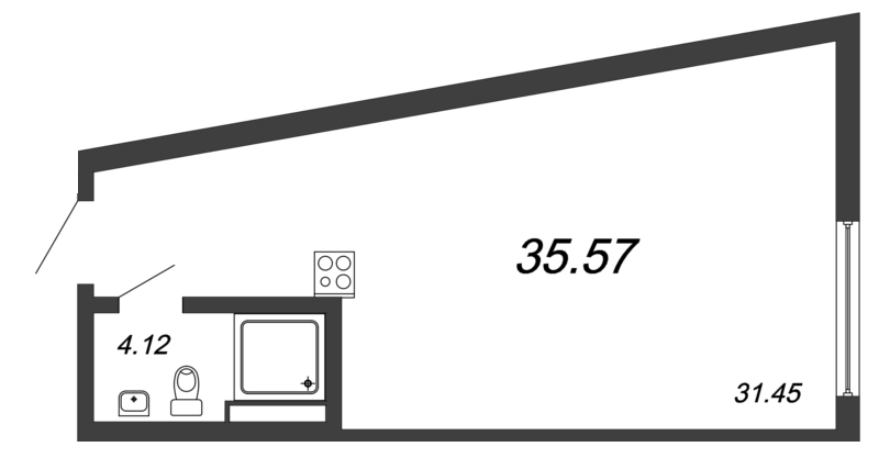 Продажа квартиры-студии 35.21 м2, 6/18 этаж, ЖК «Valo» - план-схема