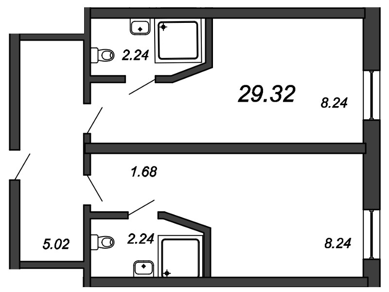 Продажа 1-комнатной квартиры 29.5 м2, 9/14 этаж, ЖК «Vertical We&I» - план-схема