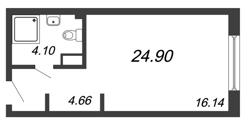 Продажа квартиры-студии 24.9 м2, 5/13 этаж, ЖК «In2it» - план-схема
