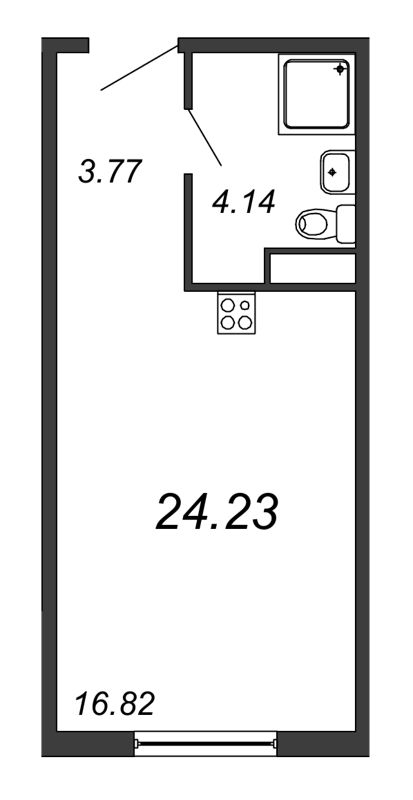 Продажа квартиры-студии 24.73 м2, 4/18 этаж, ЖК «Avenue-Apart на Дыбенко» - план-схема