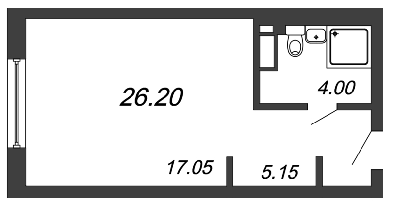 Продажа квартиры-студии 26.2 м2, 8/29 этаж, ЖК «In2it» - план-схема