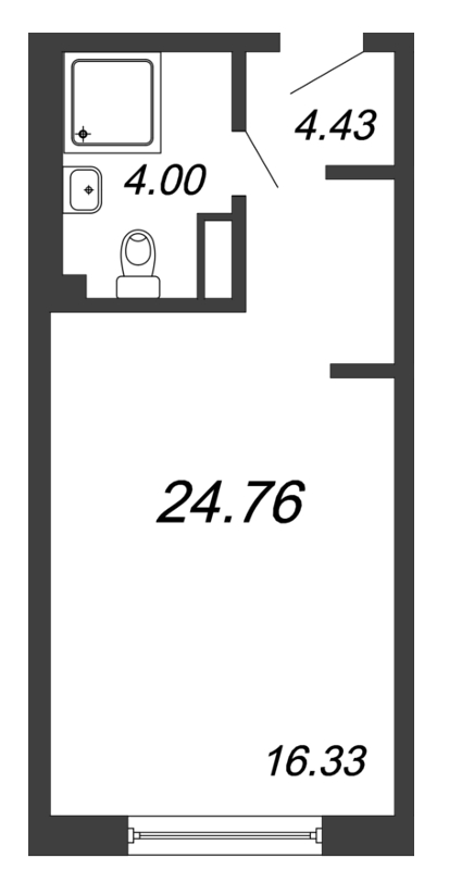 Продажа квартиры-студии 24.76 м2, 7/14 этаж, ЖК «In2it» - план-схема