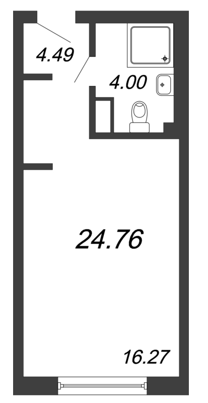 Продажа квартиры-студии 24.76 м2, 6/10 этаж, ЖК «In2it» - план-схема