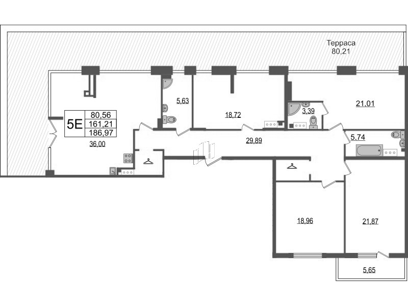 Продажа 4-комнатной (Евро) квартиры 186.97 м2, 9/9 этаж, ЖК «TESORO» - план-схема