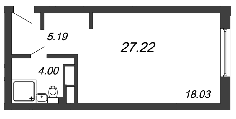 Продажа квартиры-студии 27.22 м2, 6/29 этаж, ЖК «In2it» - план-схема