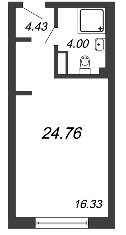 Продажа квартиры-студии 24.76 м2, 6/14 этаж, ЖК «In2it» - план-схема