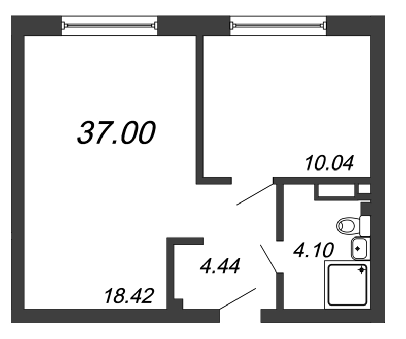 Продажа 2-комнатной (Евро) квартиры 37 м2, 4/29 этаж, ЖК «In2it» - план-схема