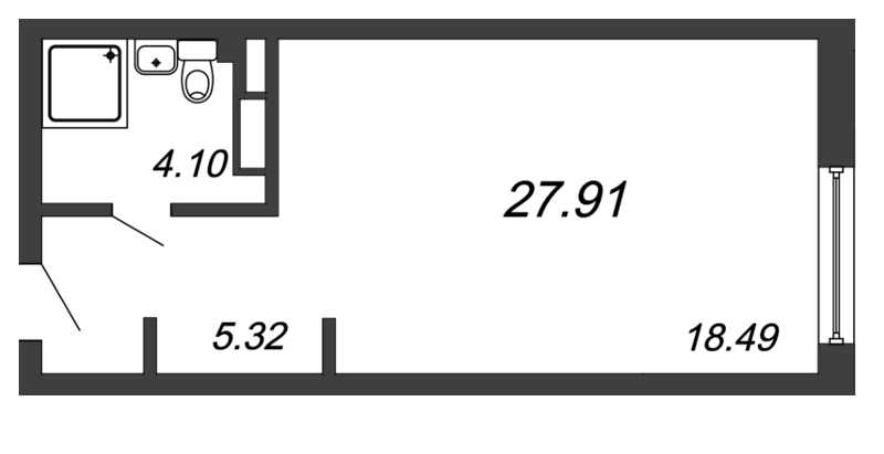 Продажа квартиры-студии 27.91 м2, 6/29 этаж, ЖК «In2it» - план-схема